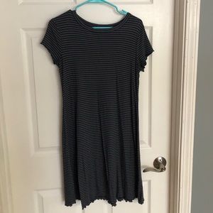 Green and blue striped dress